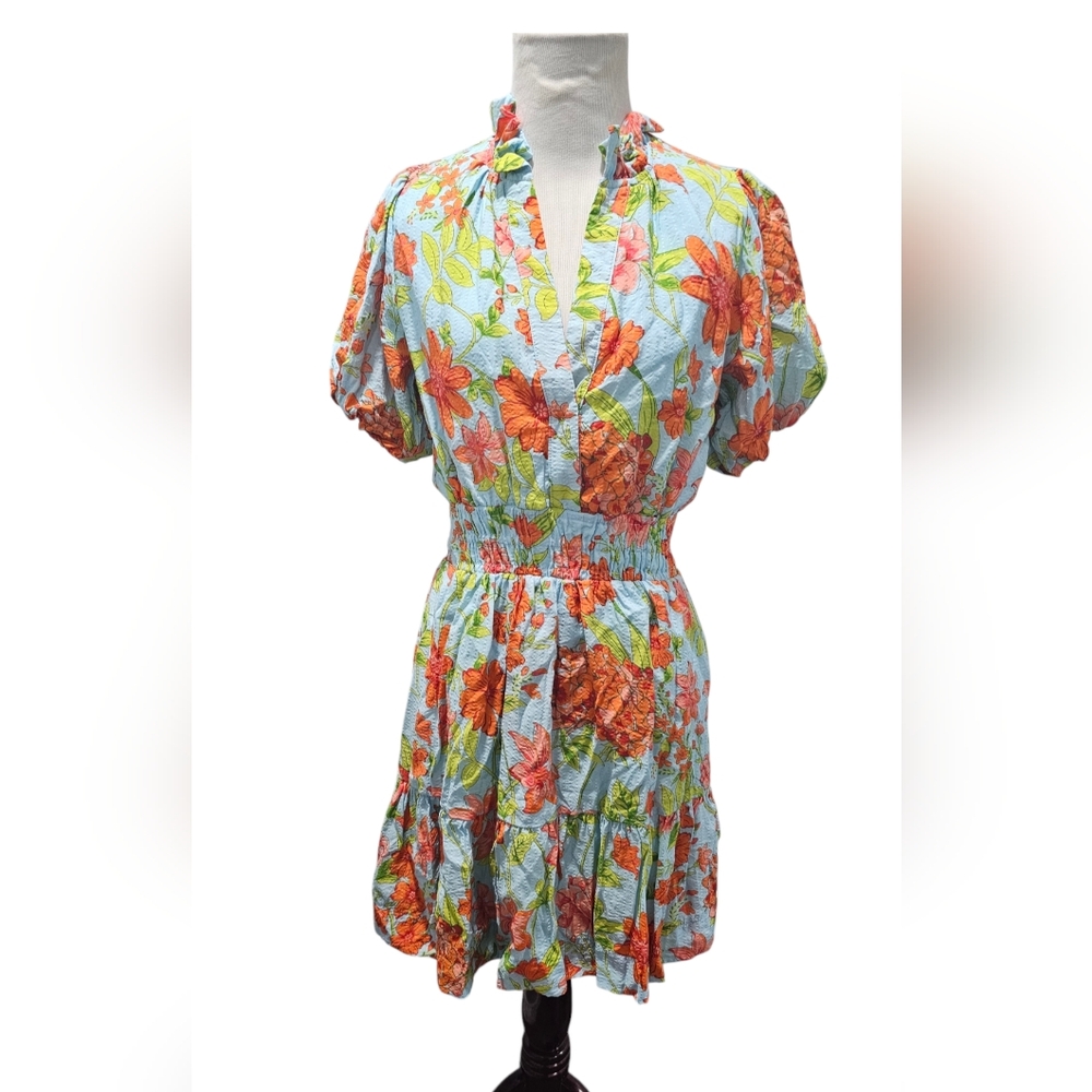THML Puff Sleeve Flower Printed Dress - Picture 5 of 7